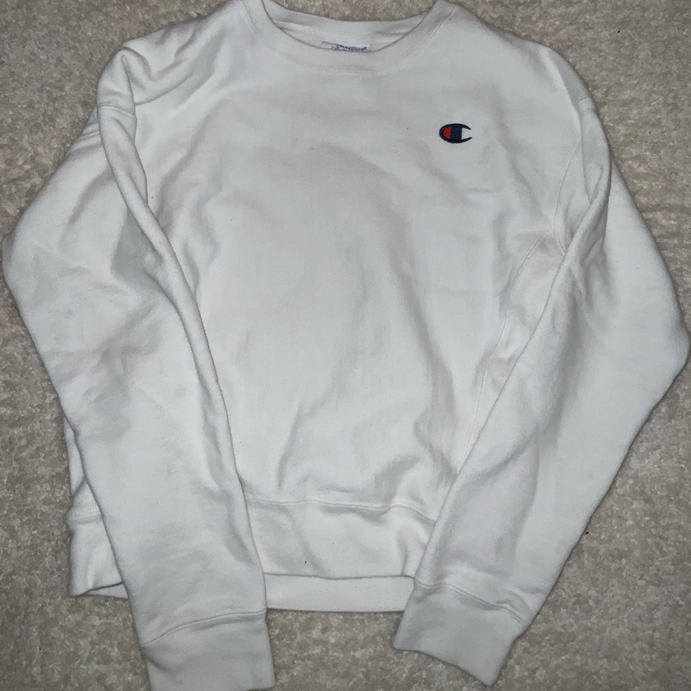 Champion crew neck white worn mildly